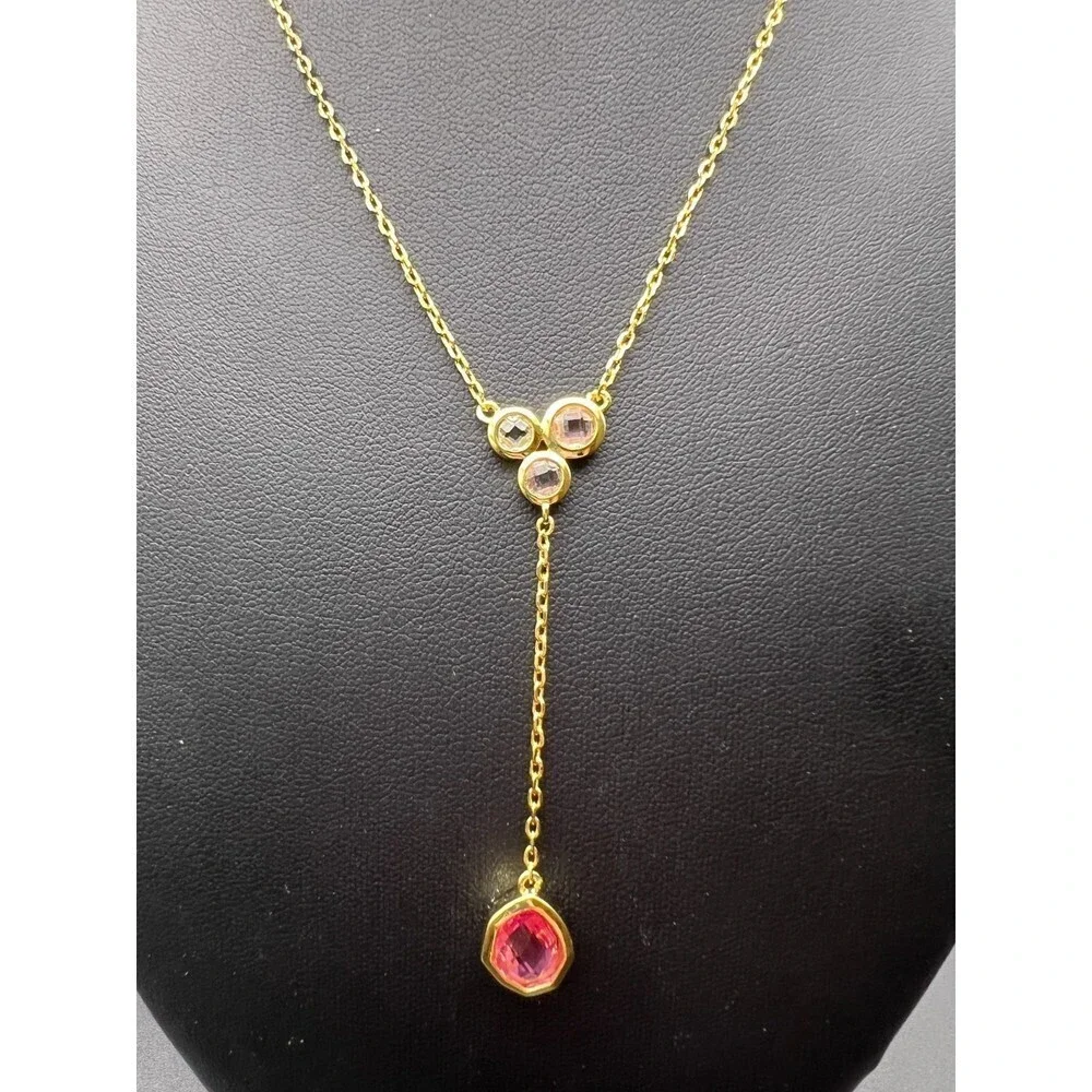 Pink Stone Y Necklace - Picture 3 of 5